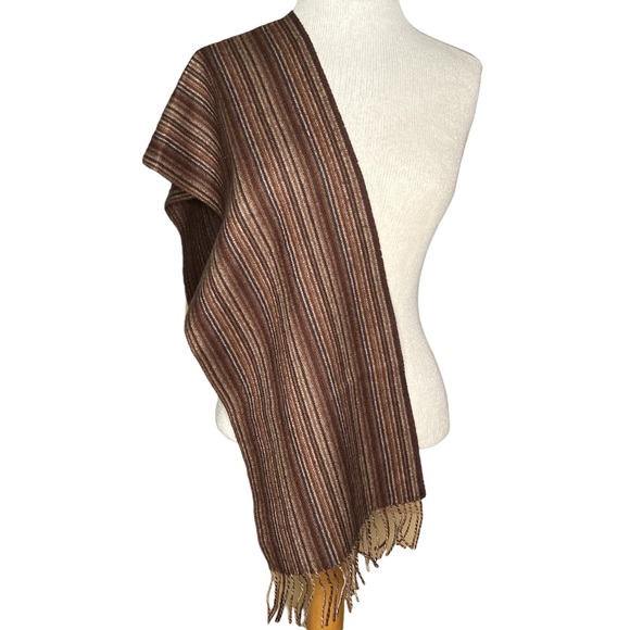 Perry Ellis 100% Wool Unisex Striped Scarf with Fringe EUC - Picture 2 of 6